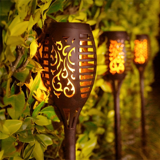Set 8 Lămpi Solare pentru Grădină, cu Efect de Flacără (foarte Spectaculoase), Înălțime 51.5 cm, Rezistență la Ploaie (IP65), Mod Automat Noapte/Zi