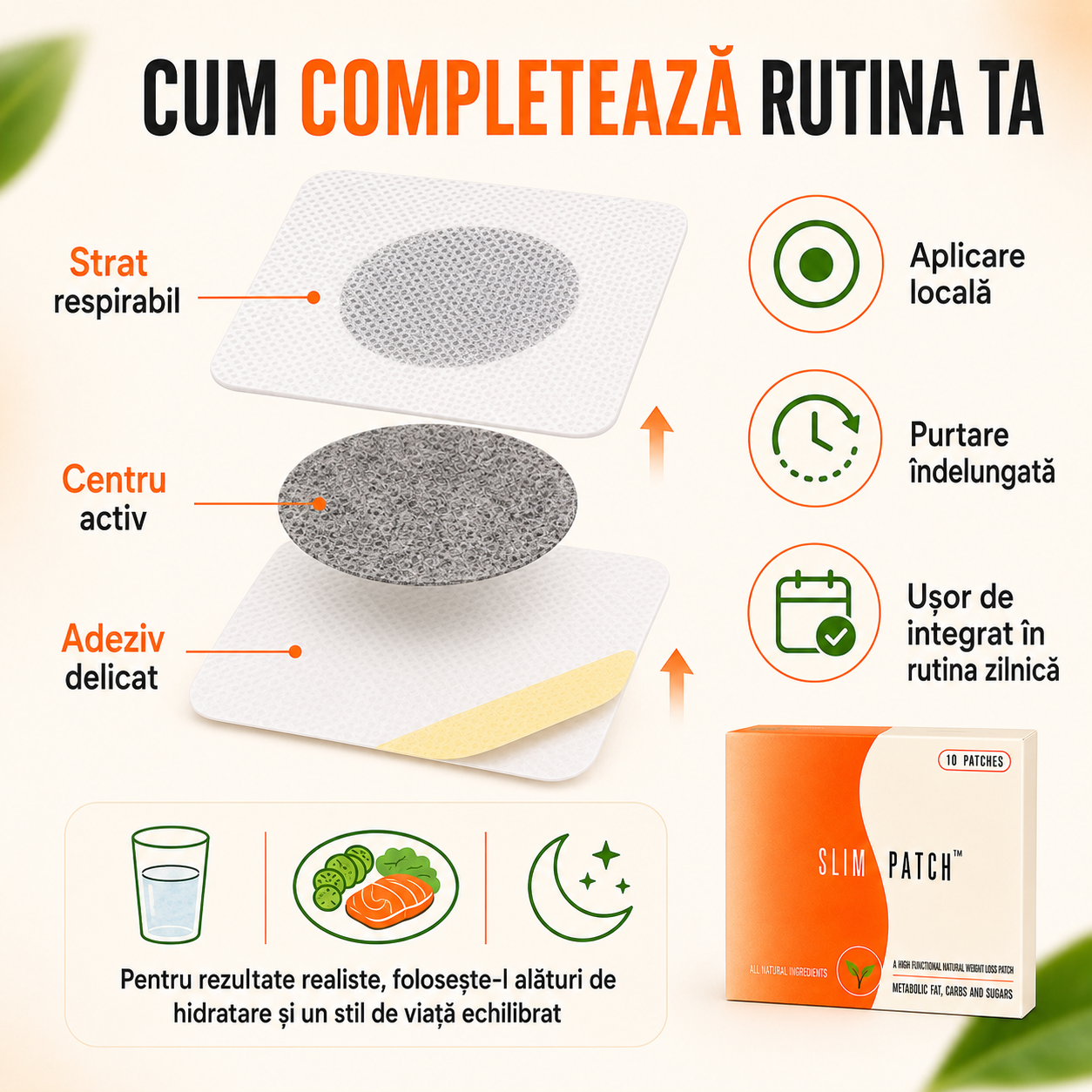 Set 90 Plasturi Slim Patch, Cură Completă pentru 3 Luni, pentru Detoxifiere Naturală, Reduce Poftă de Mâncare, Eliminarea Toxinelor din Corp