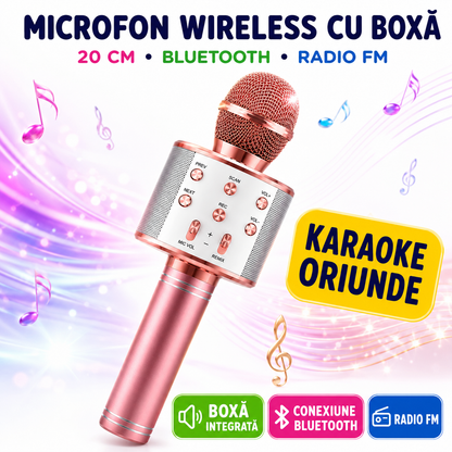 Pachetul Micului Artist: Set cu 208 Piese pentru Pictura, Desen, Arte Plastice + Microfon Wireless cu Boxă pentru Karaoke ( Bluetooth si Radio)