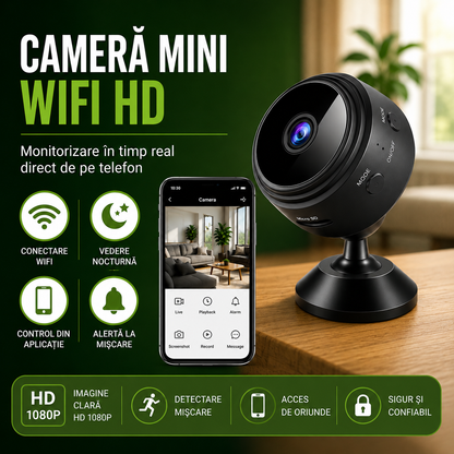 Set 3 Camere Mini, Rezoluție HD 1080P, Conectare WIFI, Vedere Nocturnă, Senzor de Mișcare, Aplicație Android/iOS
