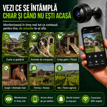 Set 3 Camere Mini, Rezoluție HD 1080P, Conectare WIFI, Vedere Nocturnă, Senzor de Mișcare, Aplicație Android/iOS
