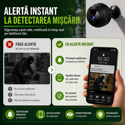 Set 3 Camere Mini, Rezoluție HD 1080P, Conectare WIFI, Vedere Nocturnă, Senzor de Mișcare, Aplicație Android/iOS