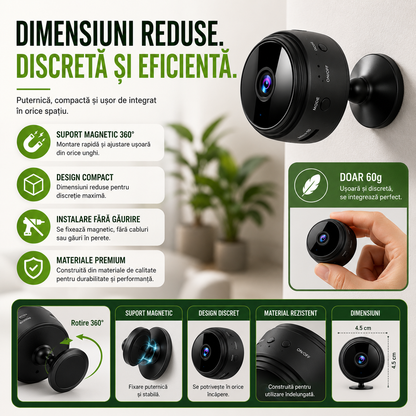 Set 3 Camere Mini, Rezoluție HD 1080P, Conectare WIFI, Vedere Nocturnă, Senzor de Mișcare, Aplicație Android/iOS