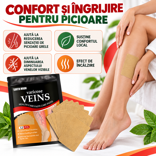 Set 120 Plasturi Naturali pentru Varice, Vene tip Pânză de Păianjen și Picioare Obosite (Extracte din Plante Medicinale, Efect Termic)