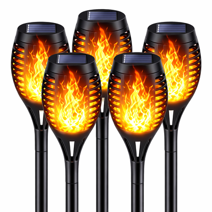 Set 8 Lămpi Solare pentru Grădină, cu Efect de Flacără, Înălțime 51.5 cm, Rezistență la Ploaie (IP65), Mod Automat Noapte/Zi