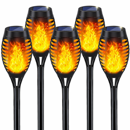 Set 8 Lămpi Solare pentru Grădină, cu Efect de Flacără, Înălțime 51.5 cm, Rezistență la Ploaie (IP65), Mod Automat Noapte/Zi