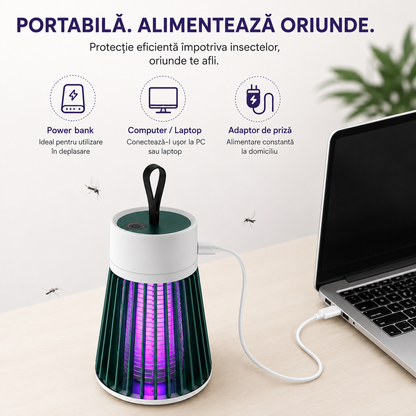 Set 3 x Lampă Anti-Țânțari cu Lumină UV si Plasă Electrică de Înaltă Tensiune, Portabilă, Silențioasă