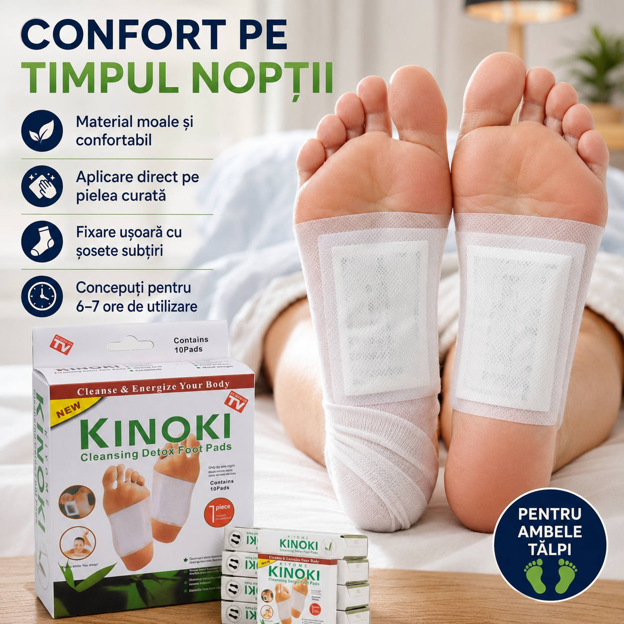 Pachet Sănătate Completă: Set 50 Plasturi cu PELIN pentru Dureri de Genunchi, Spate, Umeri, Ceafă, Articulații + Set 50 Plasturi KINOKI pentru Detoxifiere și Îmbunătățirea Circulației