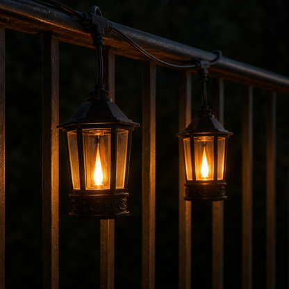 Ghirlandă Luminoasă pentru Grădină, Lumină Caldă tip Flacără, Efect Vizual Spectaculos, Lungime 10 Metri cu 20 becuri