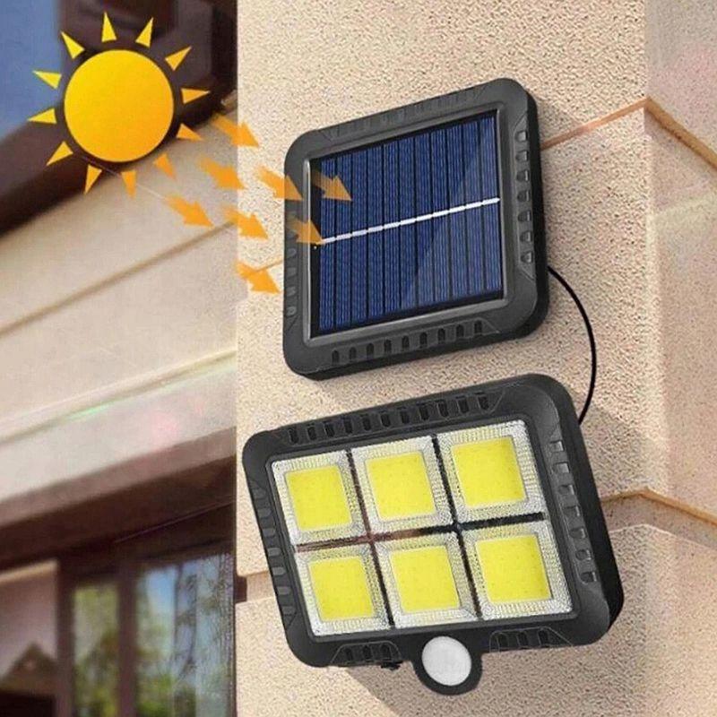 Set 4 Proiectoare LED cu Panou Solar, Senzor de Mișcare, Rezistență la Ploaie (IP65), Mod Automat Noapte/Zi