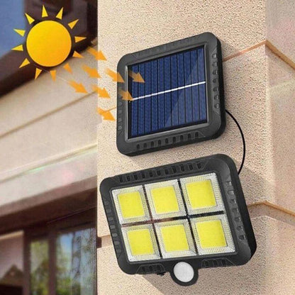 Set 4 Proiectoare LED cu Panou Solar, Senzor de Mișcare, Rezistență la Ploaie (IP65), Mod Automat Noapte/Zi
