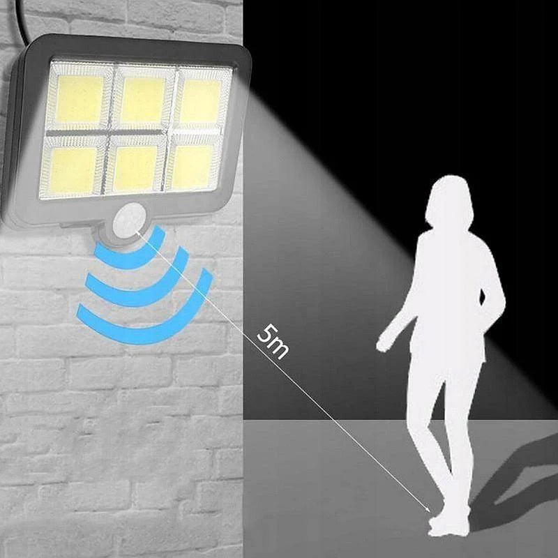 Set 4 Proiectoare LED cu Panou Solar, Senzor de Mișcare, Rezistență la Ploaie (IP65), Mod Automat Noapte/Zi