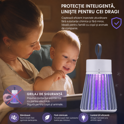 Set 3 x Lampă Anti-Țânțari cu Lumină UV si Plasă Electrică de Înaltă Tensiune, Portabilă, Silențioasă