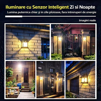 Set 8 Lămpi cu Încărcare Solară, 3 Moduri Iluminare, Senzor de Mișcare, Rezistență la Ploaie (IP65), Mod Automat Noapte/Zi
