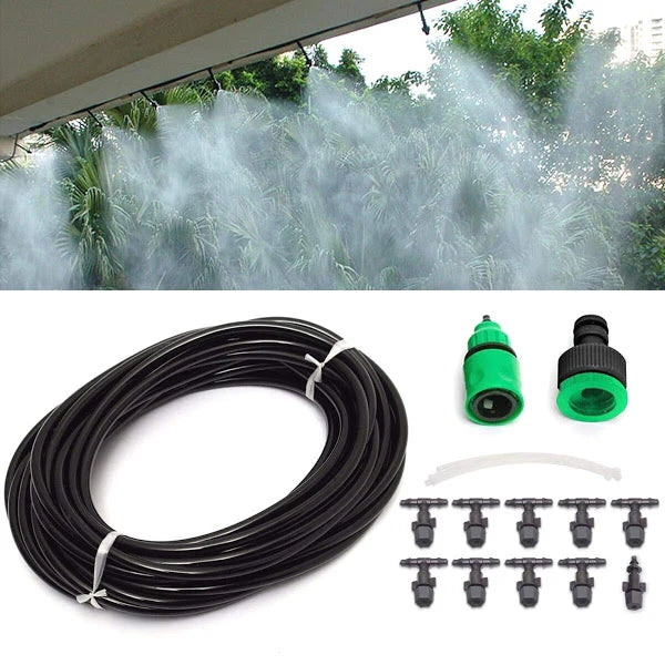 Kit Răcire cu Pulverizare Apă sub Formă de Vapori (Ceață), ideal pentru Terasă, Grădină, Balcon sau Plante / Animale - Scade Temperatura cu 10 Grade