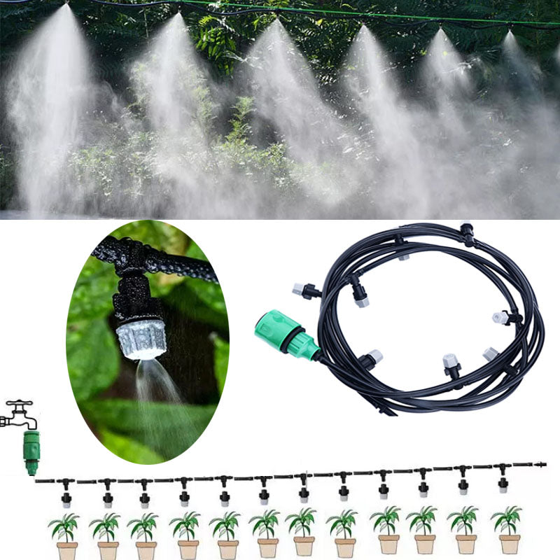 Kit Răcire cu Pulverizare Apă sub Formă de Vapori (Ceață), ideal pentru Terasă, Grădină, Balcon sau Plante / Animale - Scade Temperatura cu 10 Grade