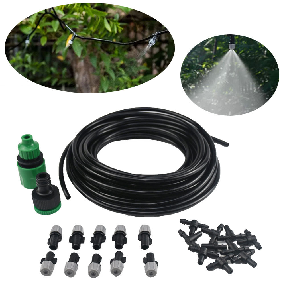 Kit Răcire cu Pulverizare Apă sub Formă de Vapori (Ceață), ideal pentru Terasă, Grădină, Balcon sau Plante / Animale - Scade Temperatura cu 10 Grade