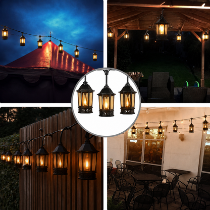 Ghirlandă Luminoasă pentru Grădină, Lumină Caldă tip Flacără, Efect Vizual Spectaculos, Lungime 10 Metri cu 20 becuri