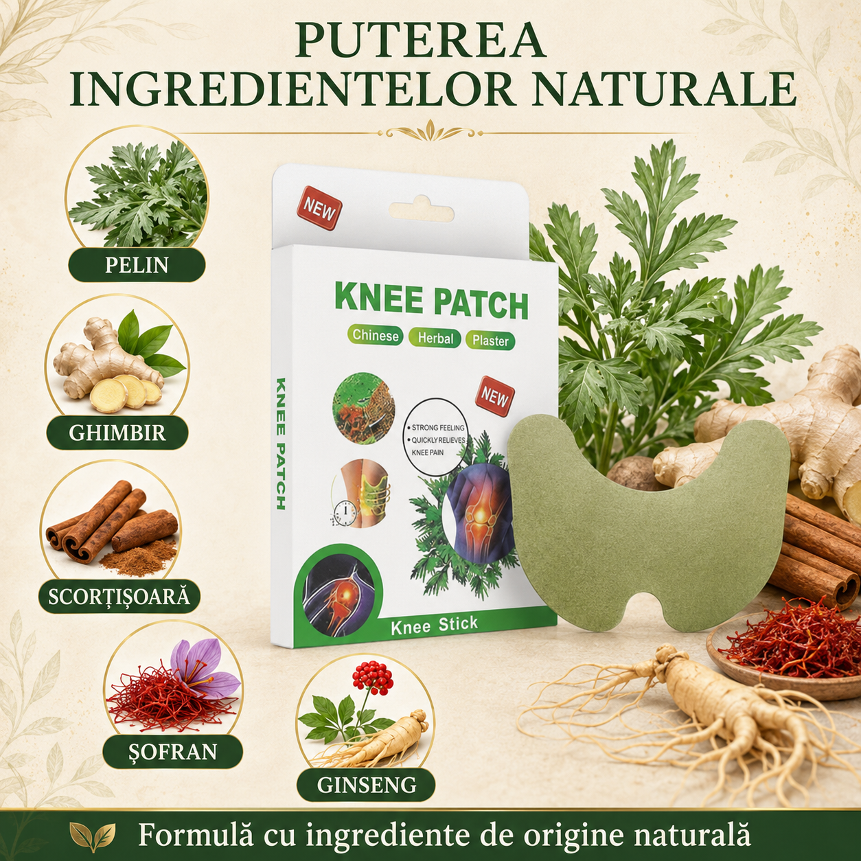 Pachet Sănătate Completă: Set 50 Plasturi cu PELIN pentru Dureri de Genunchi, Spate, Umeri, Ceafă, Articulații + Set 50 Plasturi KINOKI pentru Detoxifiere și Îmbunătățirea Circulației