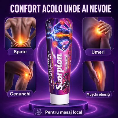 1+1 Gratis | Cremă cu extract de venin de scorpion, pentru dureri musculare și articulare, cu efect încășzitor și relaxant, 125ml