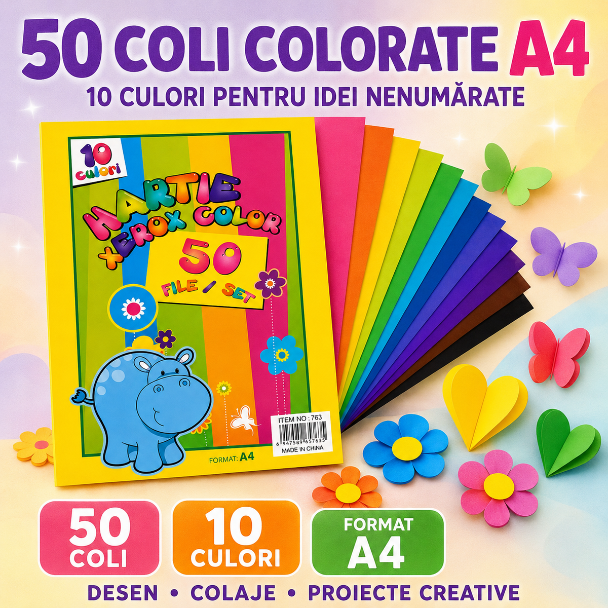 Pachetul Micului Artist cu 113 Piese: Microfon Wireless cu Boxă pentru Karaoke (Bluetooth si Radio) + Set 36 Markere Glitter cu Sclipici + Set 24 Markere cu 2 Capete și Gentuță + Set 12 Acuarele cu Pensulă + Set 50 Coli A4 pentru Desenat sau Decupat