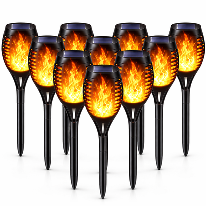 Set 8 Lămpi Solare pentru Grădină, cu Efect de Flacără (foarte Spectaculoase), Înălțime 51.5 cm, Rezistență la Ploaie (IP65), Mod Automat Noapte/Zi