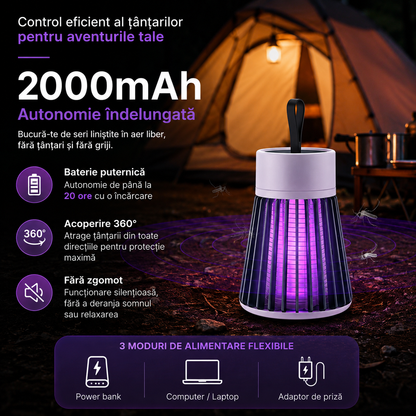 Set 3 x Lampă Anti-Țânțari cu Lumină UV si Plasă Electrică de Înaltă Tensiune, Portabilă, Silențioasă