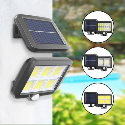 Set 4 Proiectoare LED cu Panou Solar, Senzor de Mișcare, Rezistență la Ploaie (IP65), Mod Automat Noapte/Zi
