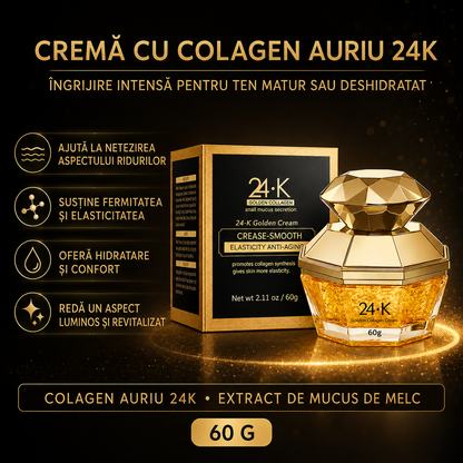 Pachet Îngrijire Ten: Cremă 24K Golden Collagen + Ser Facial Collagen, DUO Anti-Îmbătrânire, Anti-Riduri, Redare Aspect Tânăr și Fermitatea Tenului