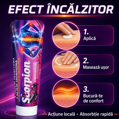 1+1 Gratis | Cremă cu extract de venin de scorpion, pentru dureri musculare și articulare, cu efect încășzitor și relaxant, 125ml