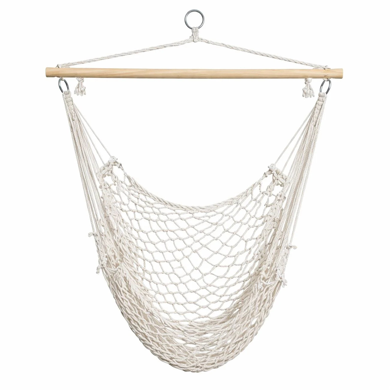 Leagăn Suspendabil tip Hamac cu Scaun foarte Confortabil, Dimensiune 100x120cm, foarte Rezistent (120Kg), din Bumbac și Țesătură Macrame