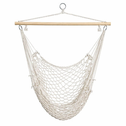 Leagăn Suspendabil tip Hamac cu Scaun foarte Confortabil, Dimensiune 100x120cm, foarte Rezistent (120Kg), din Bumbac și Țesătură Macrame