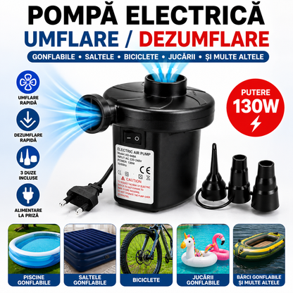 Pompă Electrică pentru Umflare / Dezumflare Piscine, Saltele, Biciclete, Jucării