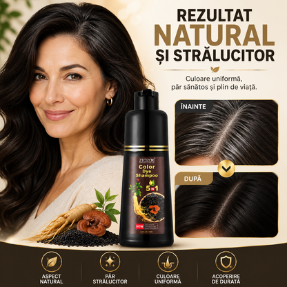 Șampon Nuanțator 5-în-1, cu Plante Naturale, Colorează, Îngrijește și Hrănește Părul, Acoperă Efiecient Firele Albe, ideal pentru Femei și Bărbați, 250ml