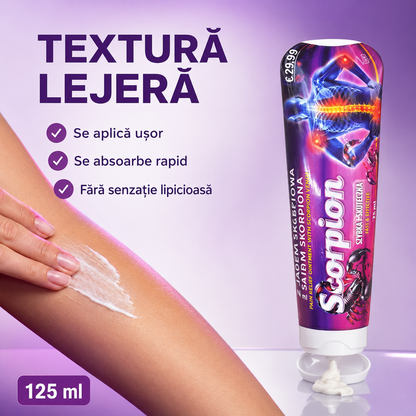 1+1 Gratis | Cremă cu extract de venin de scorpion, pentru dureri musculare și articulare, cu efect încășzitor și relaxant, 125ml