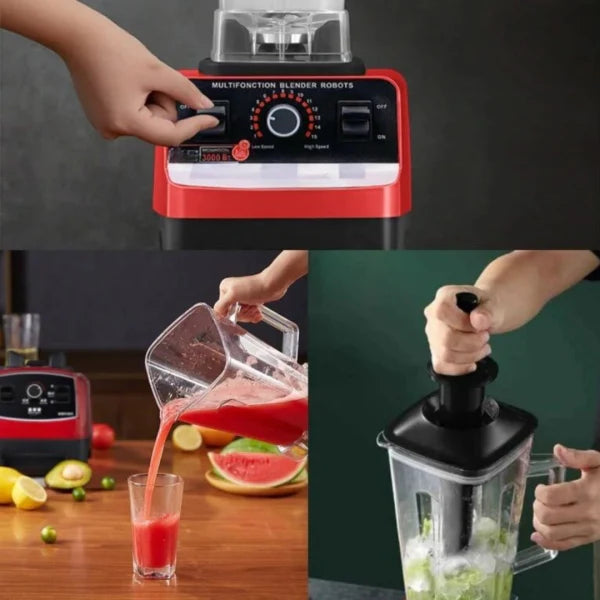 Blender Multifuncțional Profesional cu 2 Cupe, Motor foarte Puternic (4500W), 15 Trepte de Viteză, 4 Lame din Inox 3D