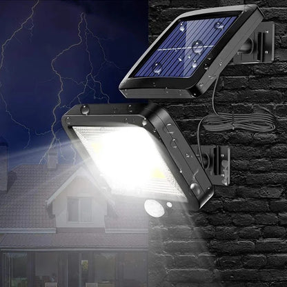 Set 4 Proiectoare LED cu Panou Solar, Senzor de Mișcare, Rezistență la Ploaie (IP65), Mod Automat Noapte/Zi