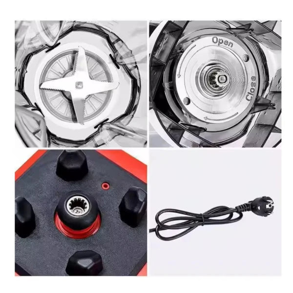 Blender Multifuncțional Profesional cu 2 Cupe, Motor foarte Puternic (4500W), 15 Trepte de Viteză, 4 Lame din Inox 3D