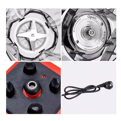 Blender Multifuncțional Profesional cu 2 Cupe, Motor foarte Puternic (4500W), 15 Trepte de Viteză, 4 Lame din Inox 3D