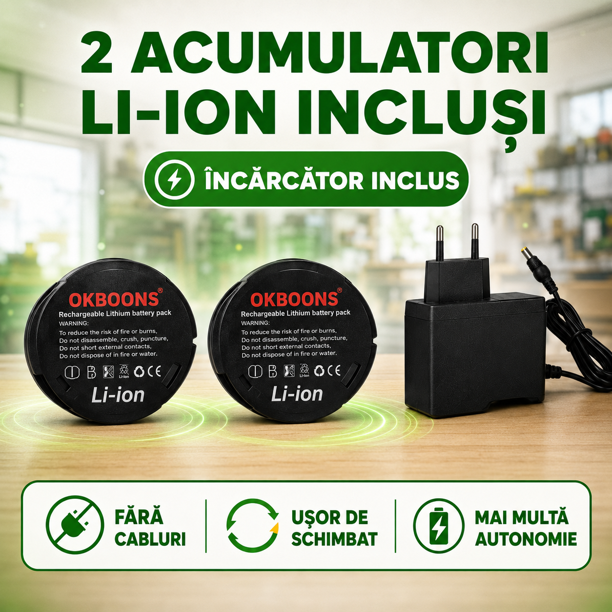Set Complet: Flex Unghiular 10.000 RPM + Bormașină 1.400 RPM, cu 2 Acumulatori Li-ion Incluși, 5 Discuri Ø76mm, Încărcător