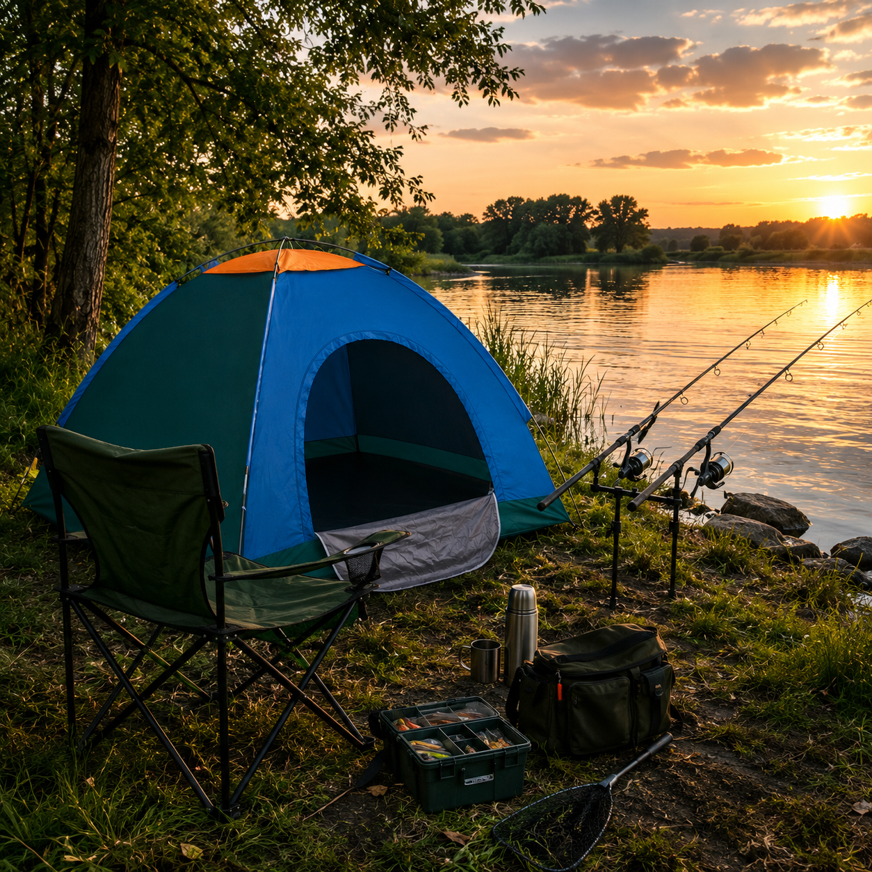Cort Camping pentru 3-4 Persoane (Dimensiuni 200x200x135cm), Foarte Solid și Rezistent la Intemperii, Impermeabil, Protecție UV, Plasă Anti-Insecte, Geantă Transport