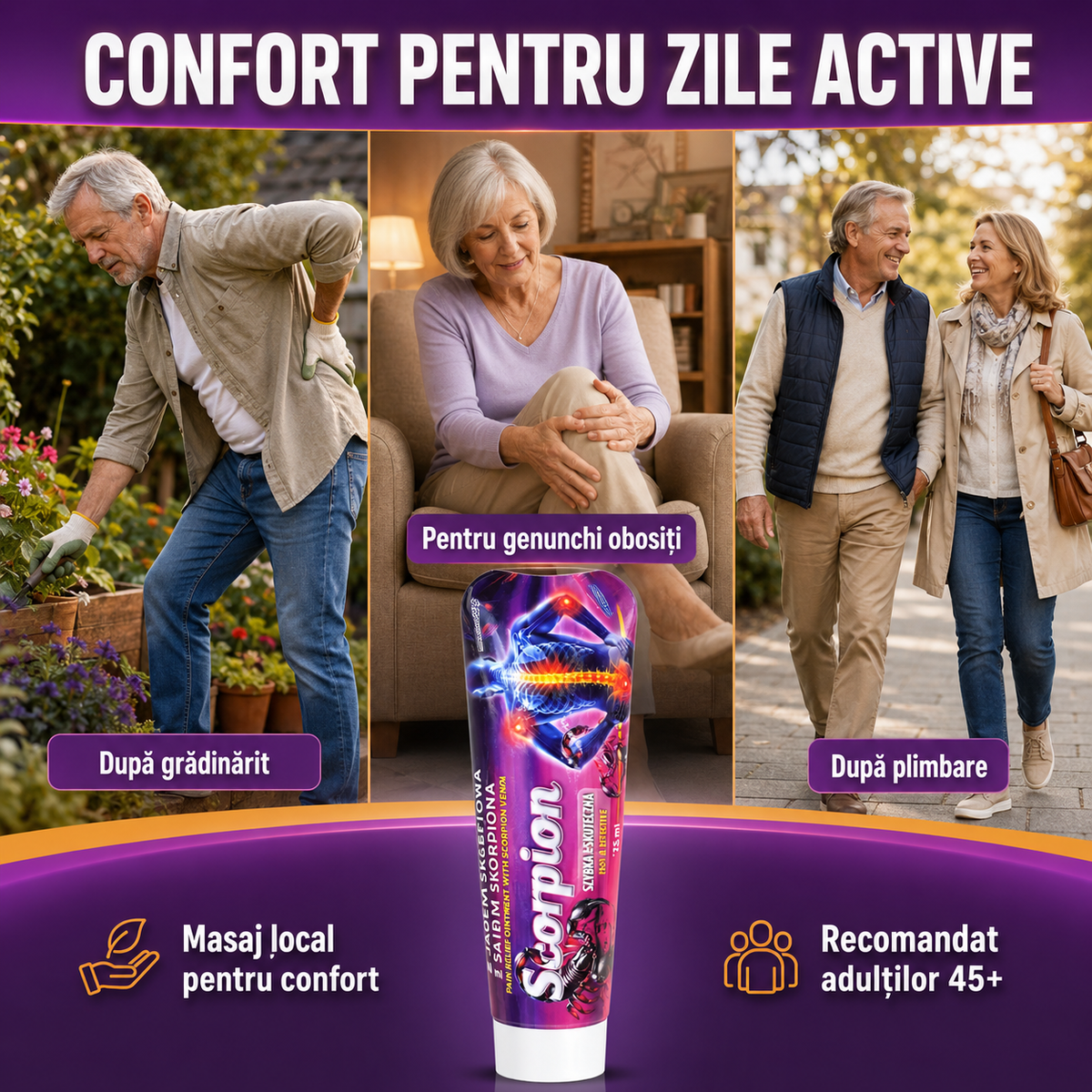 1+1 Gratis | Cremă cu extract de venin de scorpion, pentru dureri musculare și articulare, cu efect încășzitor și relaxant, 125ml