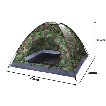 Cort Camping pentru 3-4 Persoane (Dimensiuni 200x200x135cm), Foarte Solid și Rezistent la Intemperii, Impermeabil, Protecție UV, Plasă Anti-Insecte, Geantă Transport