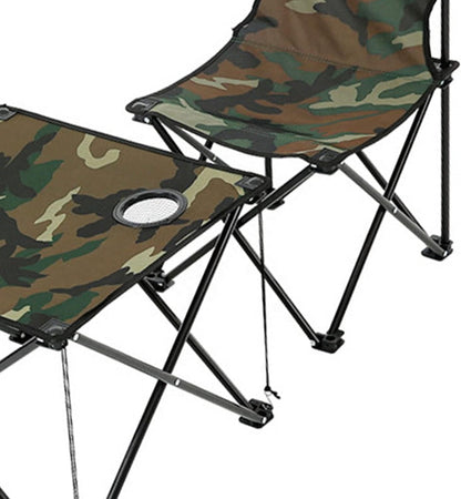 Set Masă (40x45cm) și 2 Scaune (60x30cm) Pliabile, pentru Camping, Picnic, Pescuit sau alte Activități, Geantă Transport Inclusă, Masă cu Suport Pahare/Sticle