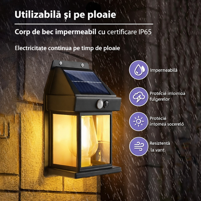 Set 8 Lămpi cu Încărcare Solară, 3 Moduri Iluminare, Senzor de Mișcare, Rezistență la Ploaie (IP65), Mod Automat Noapte/Zi