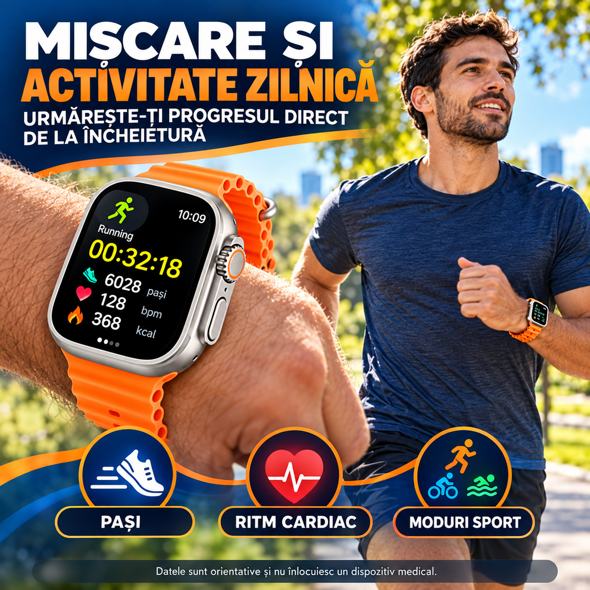Super-Set SmartWatch ULTRA cu 7 Brățări Interschimbabile, Căști Bluetooth și Încărcător Wireless MagSafe