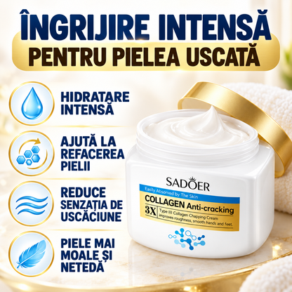 (1+1 GRATIS) Cremă Anti-Crăpături pentru Mâini și Picioare cu Colagen 3X, Hidratare Intensă și Regenerare, 2 x 300g