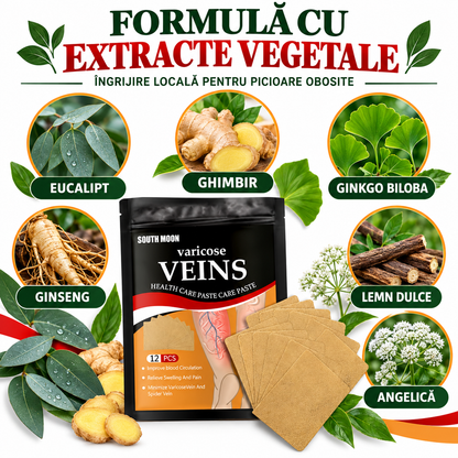Set 120 Plasturi Naturali pentru Varice, Vene tip Pânză de Păianjen și Picioare Obosite (Extracte din Plante Medicinale, Efect Termic)