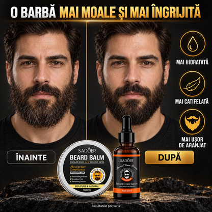 Pachet Îngrijire Barbă (Ulei 30ml + Balsam 20g) cu Extracte Naturale de Plante, pentru Hidratare și Fortifiere