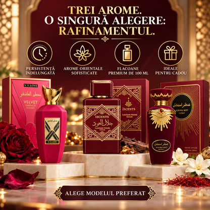 Apă de Parfum Oriental Premium, 100ml, Persistență Îndelungată, Unisex (3 Arome la Alegere: Velvet Embrace, Arabic, Aurora Mist)